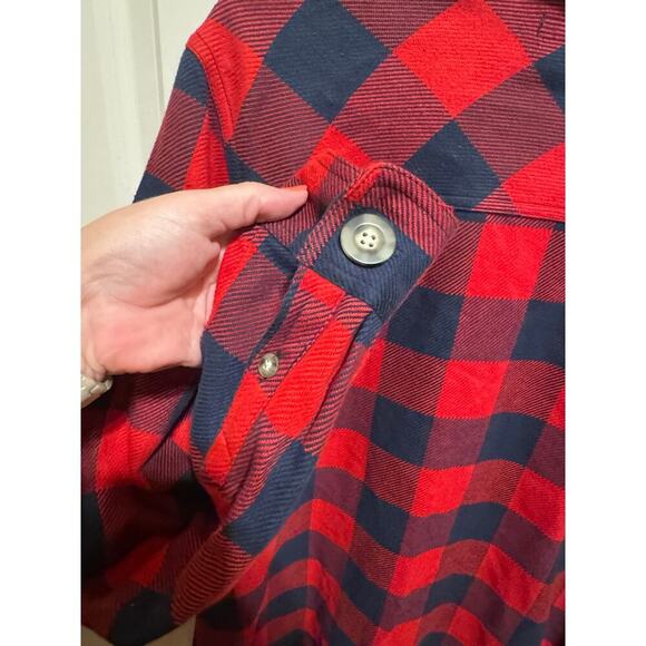 Cabela's Women's Flannel Buffalo Red Black Plaid Button Up Jacket Shirt Sz L - Picture 6 of 10